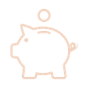 Piggy bank with a coin above it